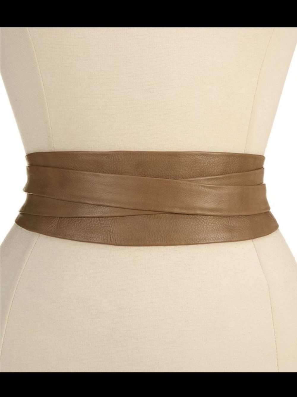 Ada Wide Taupe Wrap Leather Waist Belt